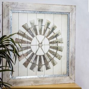 American Decor Whitewashed Windmill Print on Plank